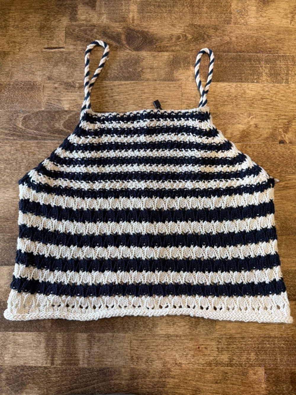 Zara Black & Cream Striped Knit Tank